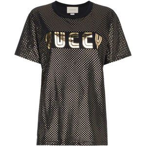 Authentic Gucci Gold Metallic Logo T-Shirt NWT